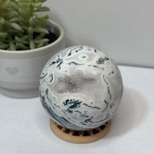 Druzy Green Moss Agate Sphere